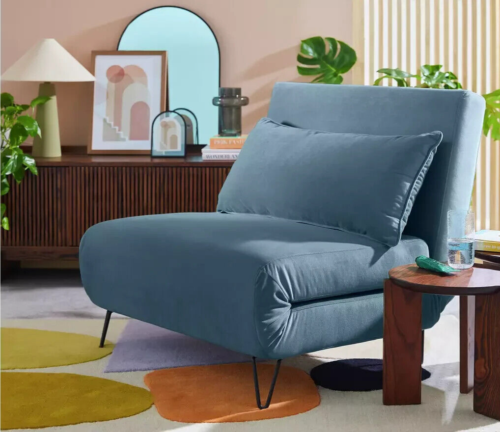 Habitat Roni Single Velvet Chairbed - India Ink