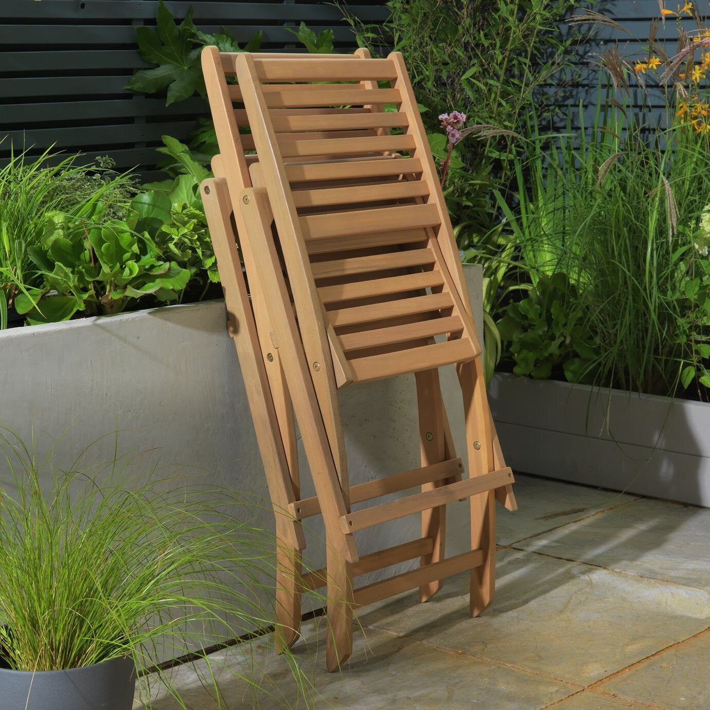 Home Newbury 6 Seater Folding Wooden Patio Set | Outdoor Garden Furniture