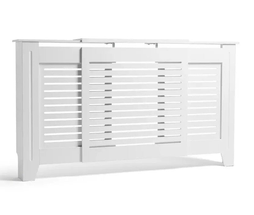 Austin Extendable Radiator Cover White | Adjustable Slatted MDF Cabinet Modern