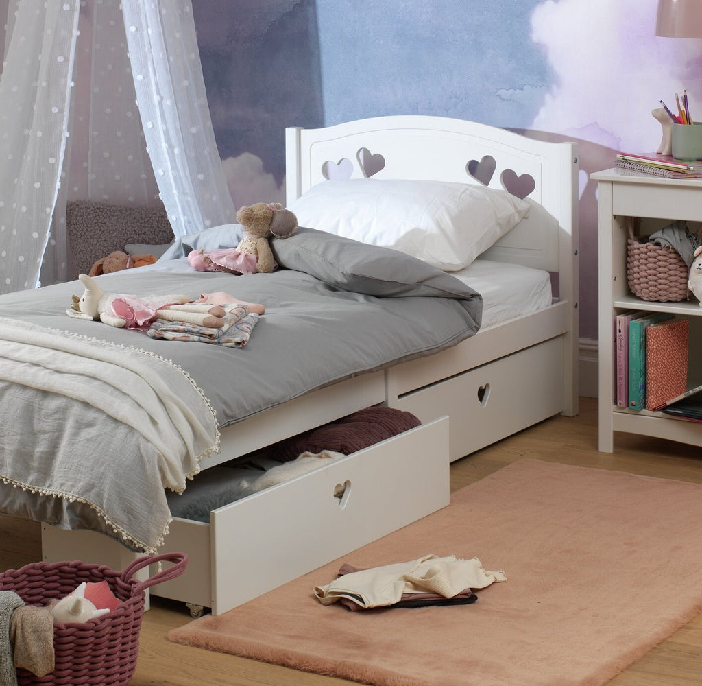 Home Mia Solid Wood 2 Drawers - White | White Bedside Cabinet Girls Bedroom