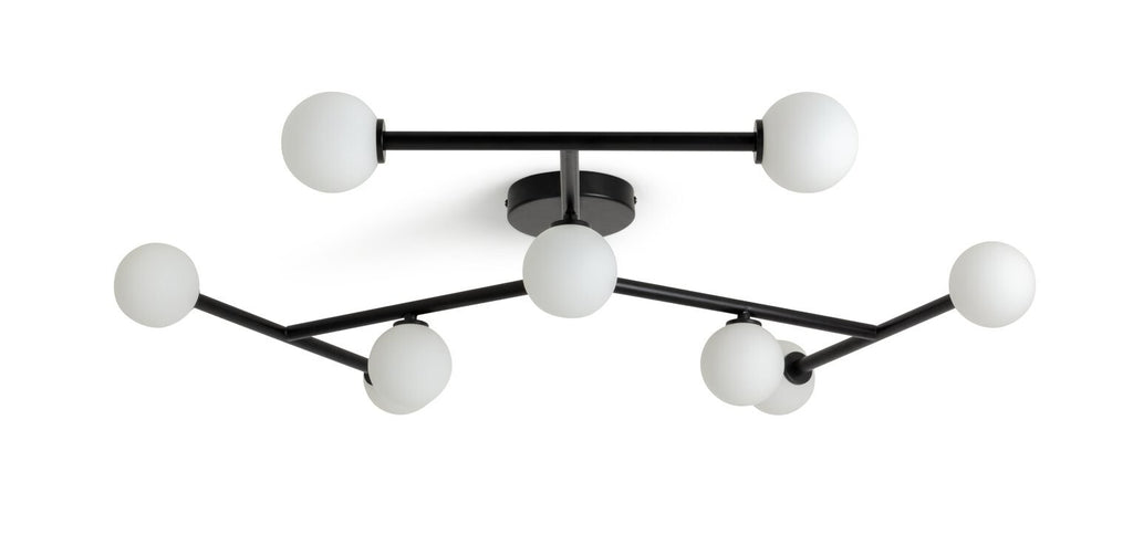 Alonso 9 Light Flush to Ceiling Light -Black & White