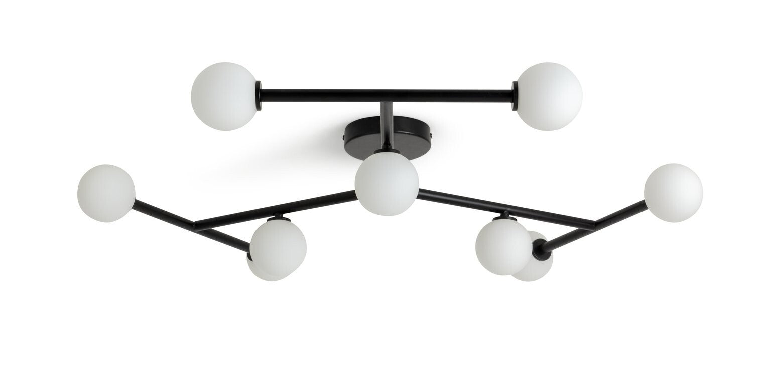 Alonso 9 Light Flush to Ceiling Light -Black & White