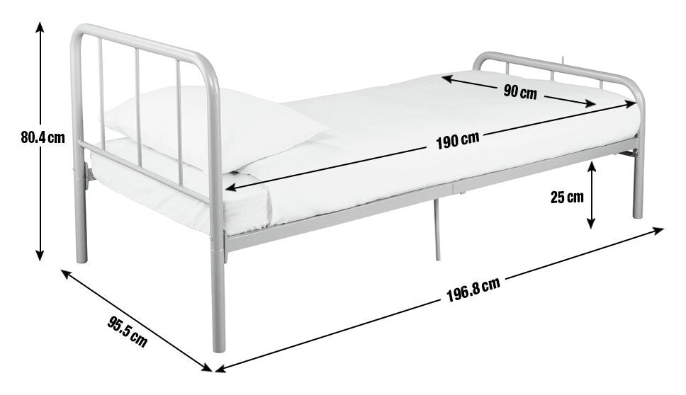 Home Charlie Single Metal Bed Frame White | Sturdy Durable Bedframe for Bedroom