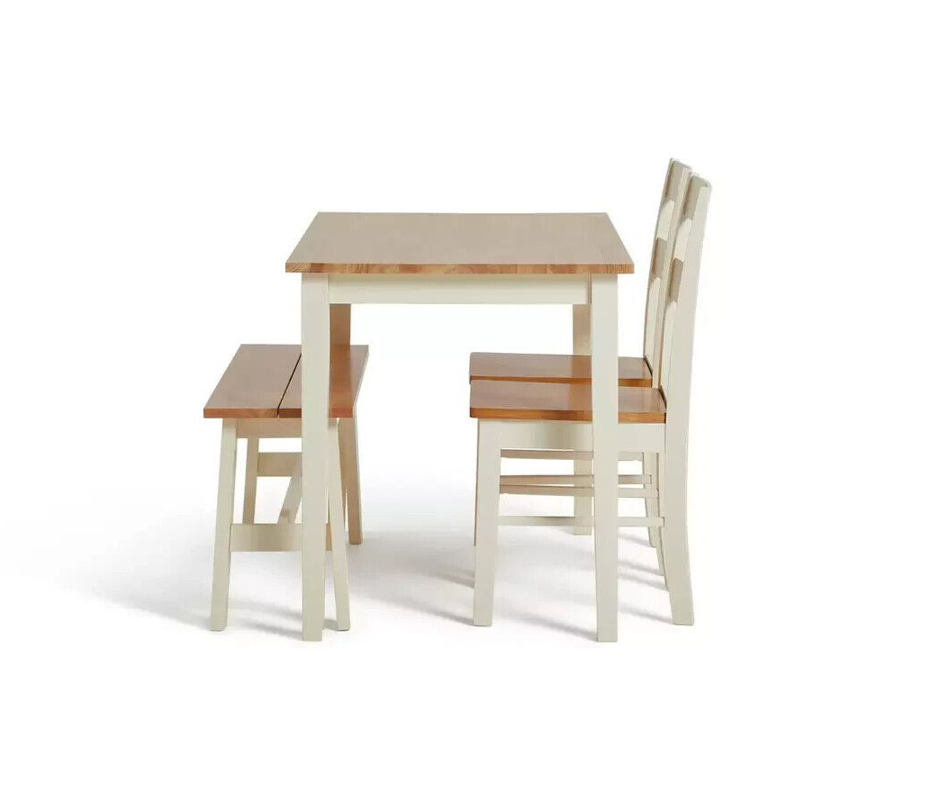 Chicago Solid Wood Table 2 Chairs & Bench
