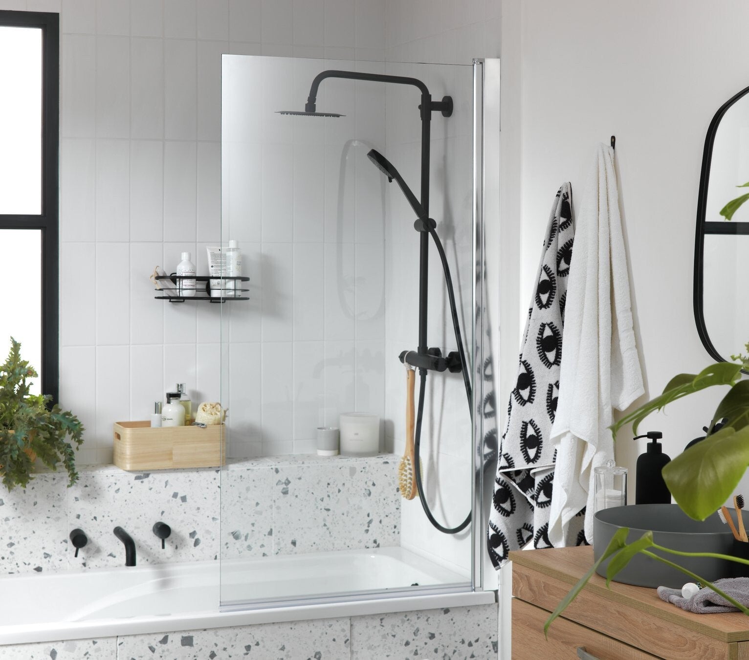 Straight Half Screen Bath Screen - Silver