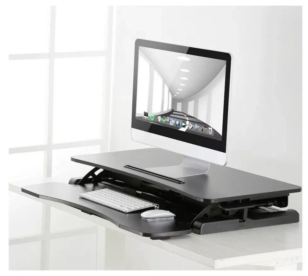 ProperAV Two-Tier Stand-Up Desk Workstation - Black