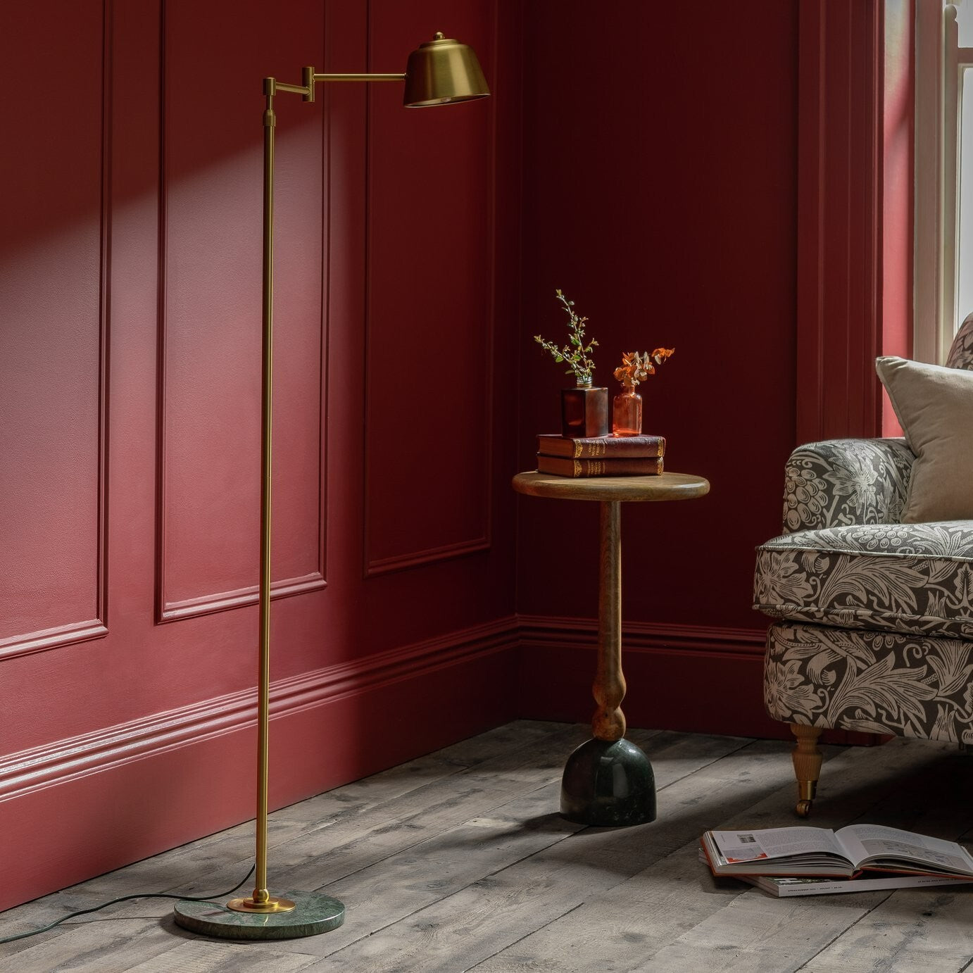 Habitat x Morris & Co. Library Swing Arm Brass Floor Lamp