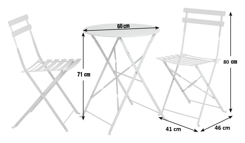 Eve 2 Seater Folding Metal Garden Bistro Set- Yellow