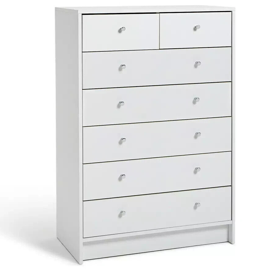 Malibu 5 Wide 2 Narrow Drawer Chest - White ( B Grade )