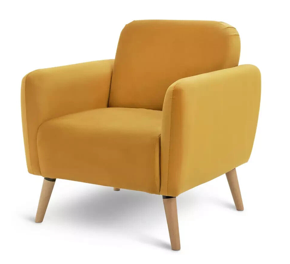Habitat Elsie Self Assembly Fabric Armchair Mustard | Modern Accent Chair