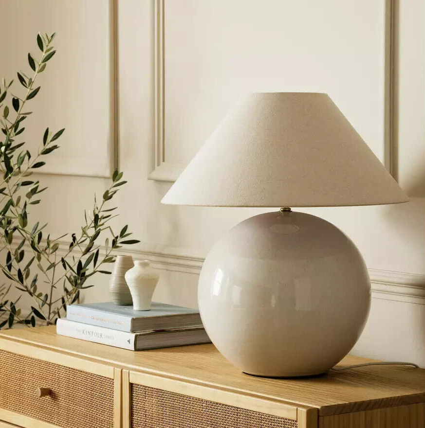 Habitat Circle 51cm Ceramic Table Lamp - Cream