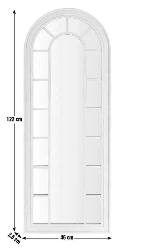 Arch Window Mirror - White - 122x46cm