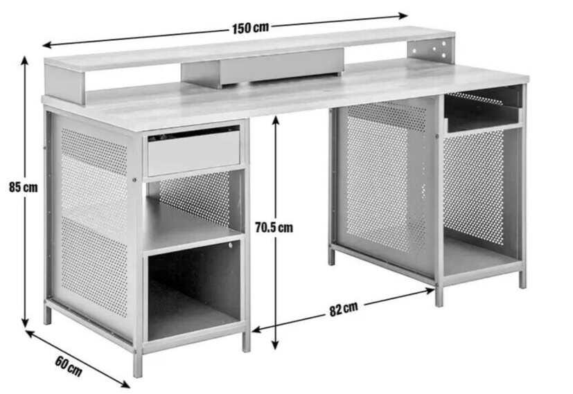 Home Modular 1 Drawer Gaming Desk - Oak Effect & Black | Study Workstation Table