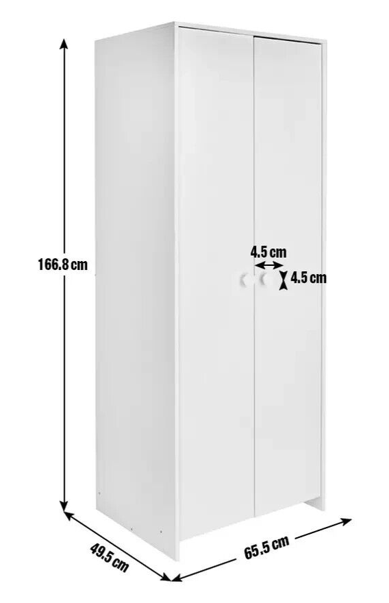 Habitat Kids Juno 2 Door Wardrobe - White | White Childrens Wardrobe Storage Uni