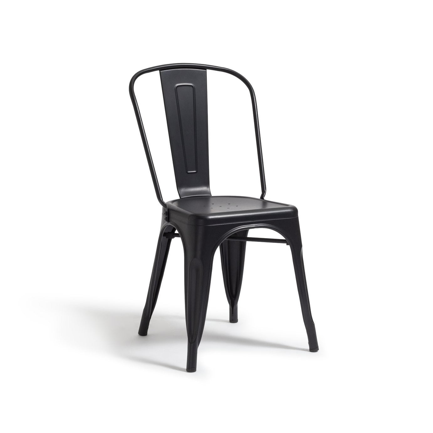 Industrial Pair of Metal Dining Chairs-Matt Black | Industrial dining chairs