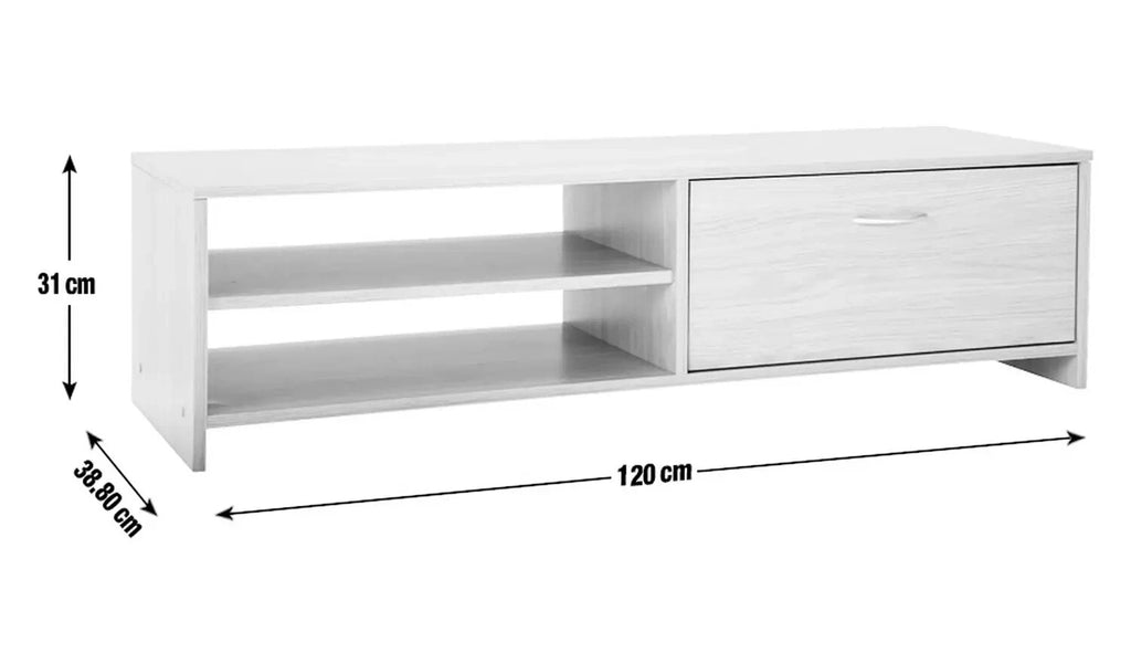 Home Squares 1 Drawer TV Unit - Black | Black TV Stand Cabinet Oak Effect Media
