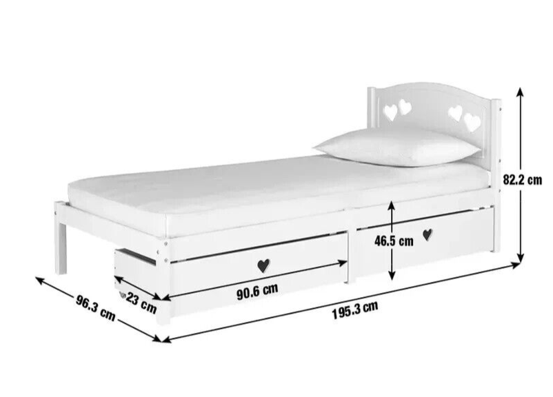 Mia Single Bed Frame - White | Bedroom Furniture for Kids or Guest Room Sleep
