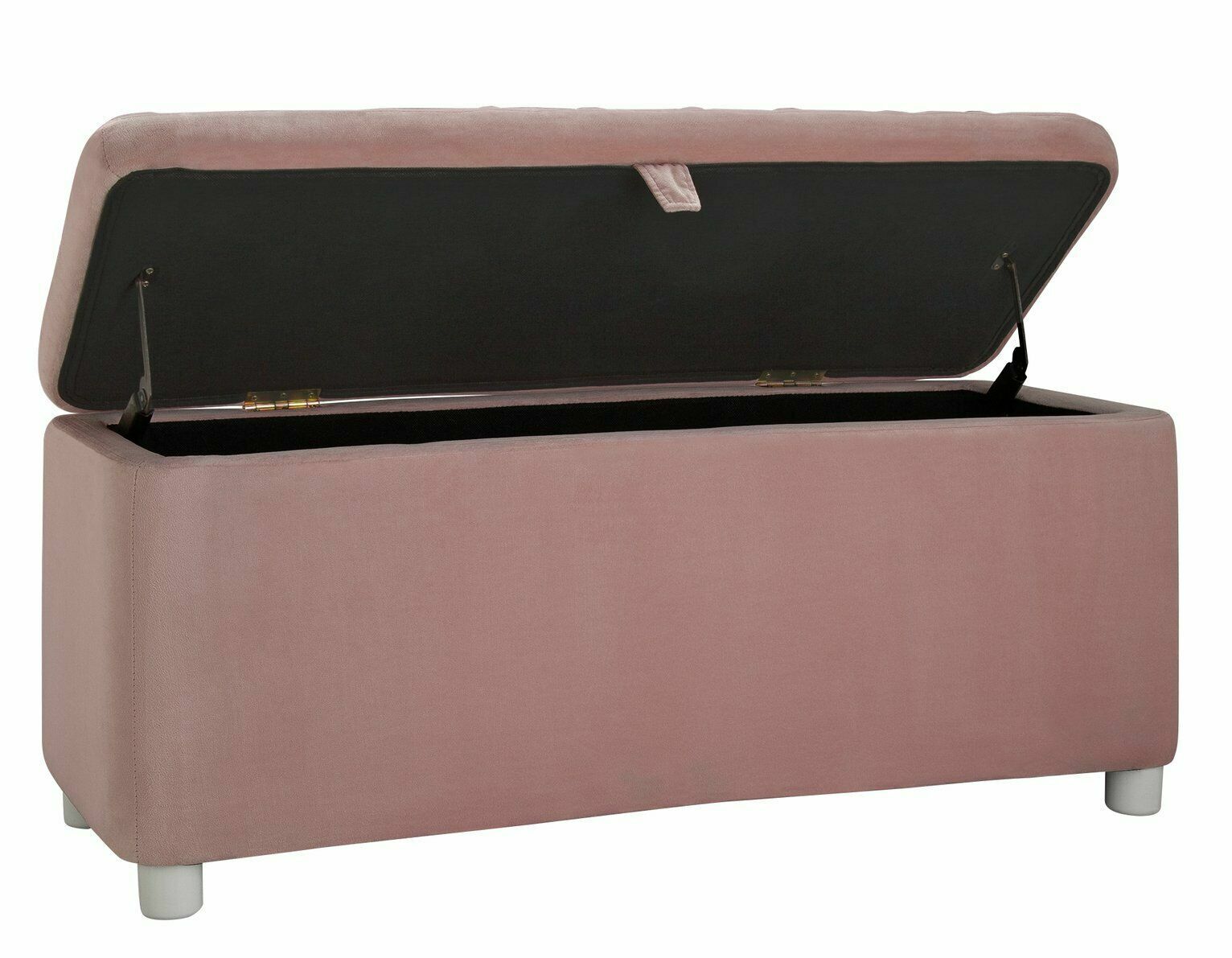 Mila Large Velvet Ottoman - Blush Pink | Storage Bench Footstool for Living Room