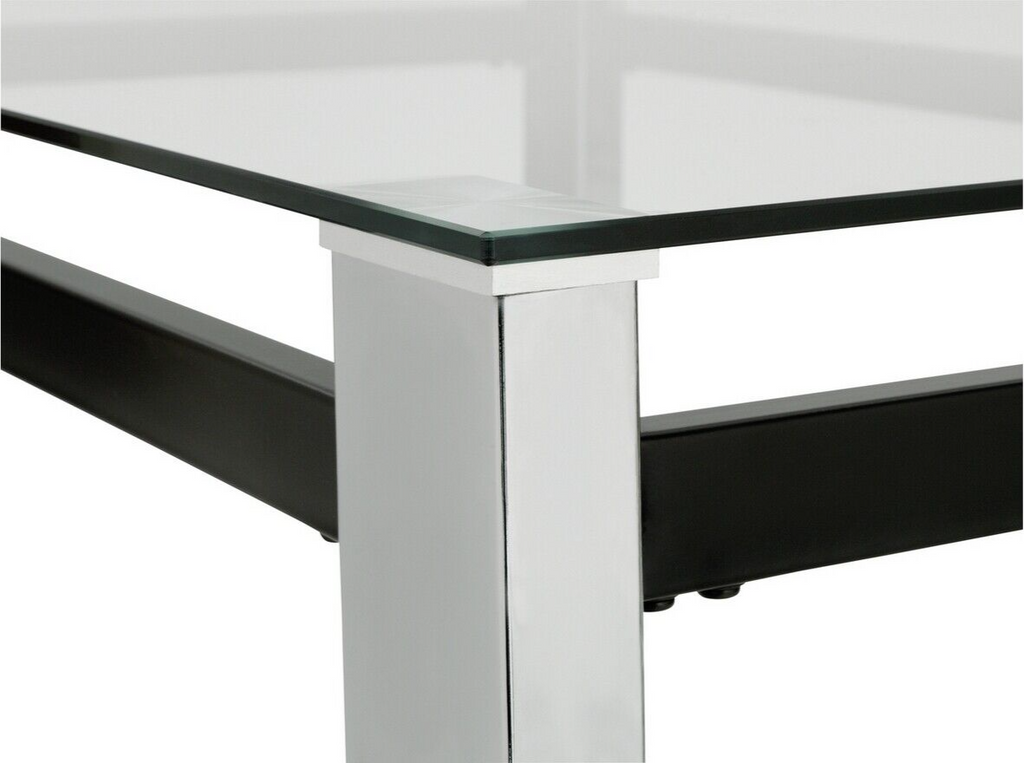 Home Fitz Glass Dining Table & 4 Black Chairs | Modern Kitchen Furniture Set