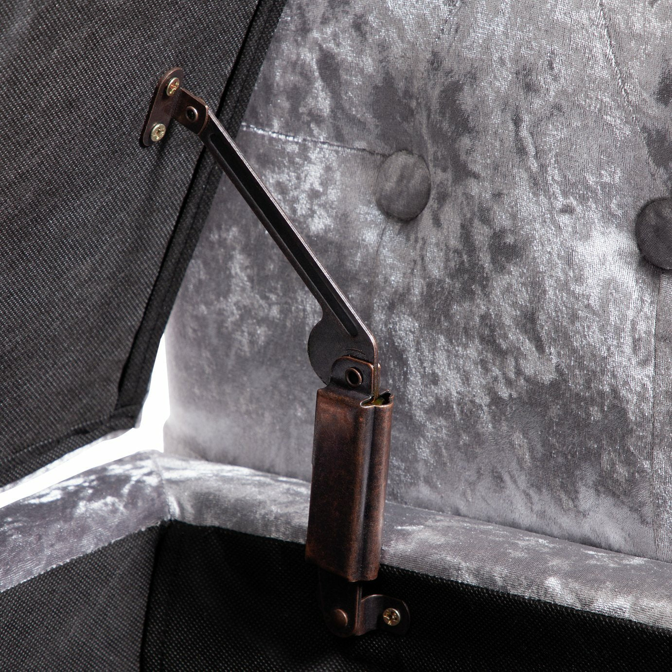 Crushed Velvet Ottoman Silver | Luxurious Storage Bench with Padded Lid and Butt