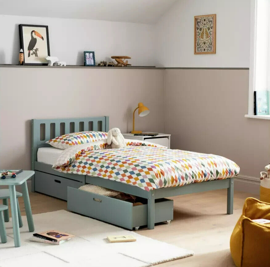 Habitat Ronnie Single Bed Frame and Drawer - Duck Egg Blue | Storage For Bedroom