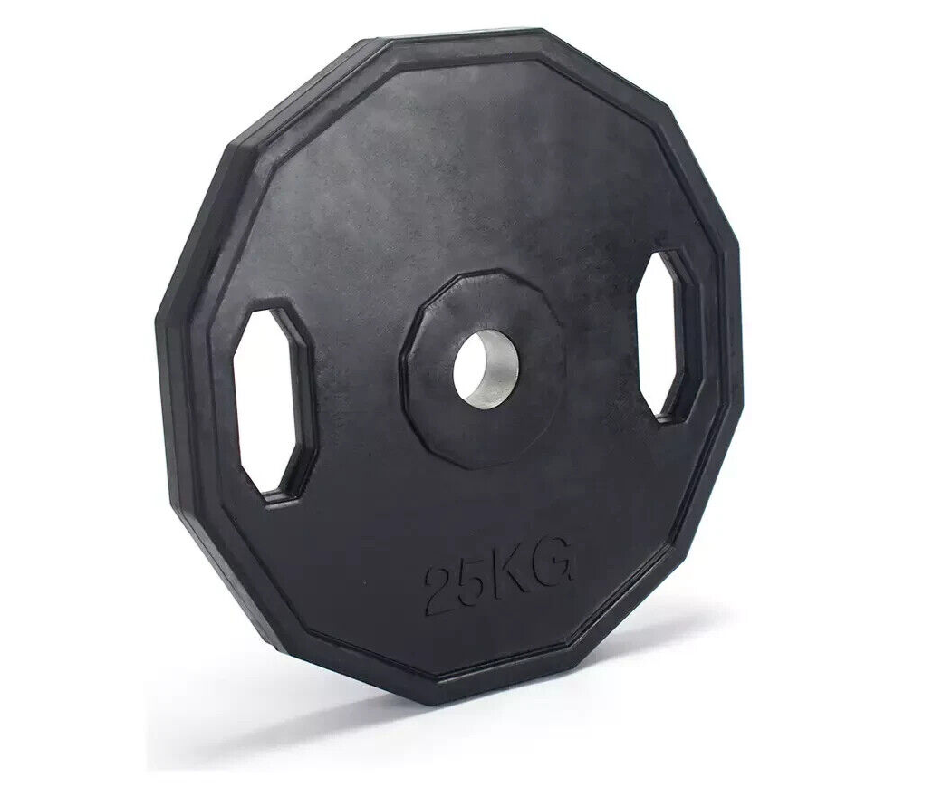 Pro Fitness Olympic Rubber Weight Plates 2 x 25kg | Bumper Discs for Barbell