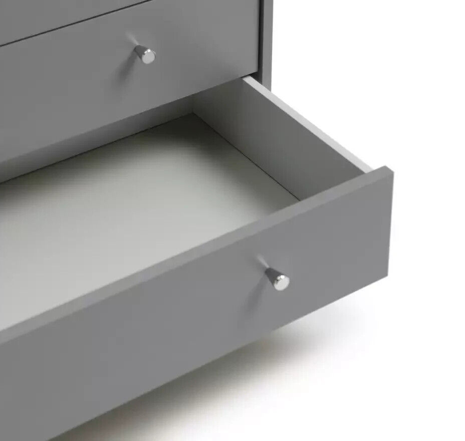 Home Malibu 7 Drawer Chest - Grey|Bedroom Storage Unit for Clothes & Accessories