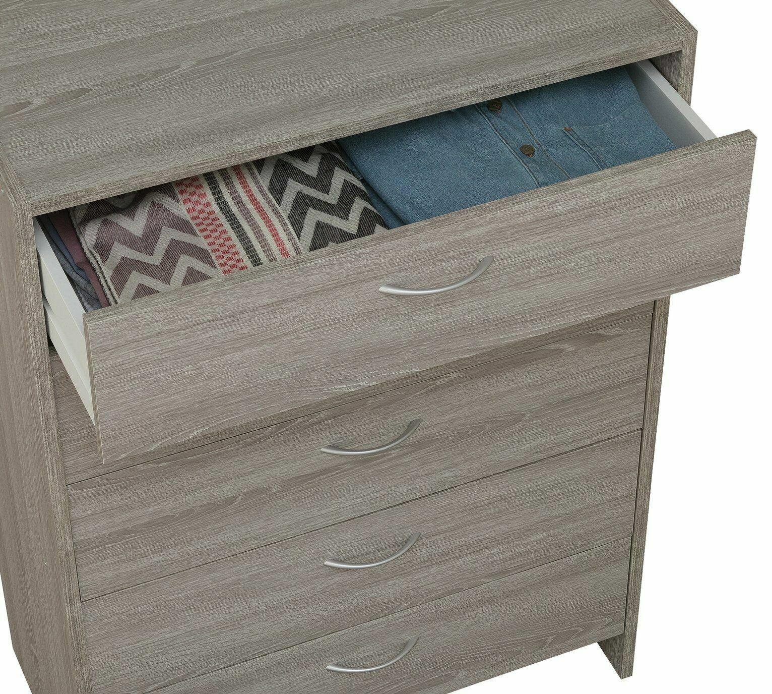 Seville 5 Drawer Chest - Grey Oak Effect