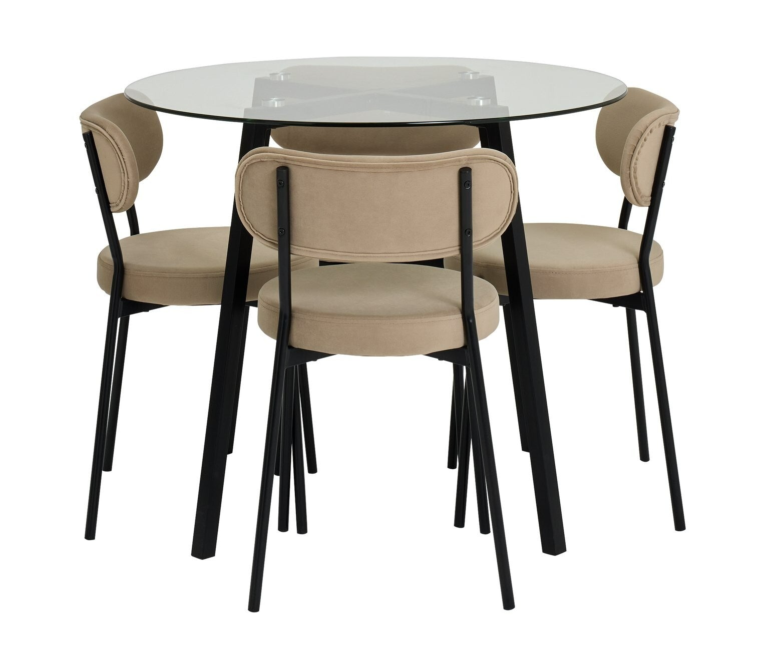 Home Fyra Black Dining Table & 4 Black Chairs