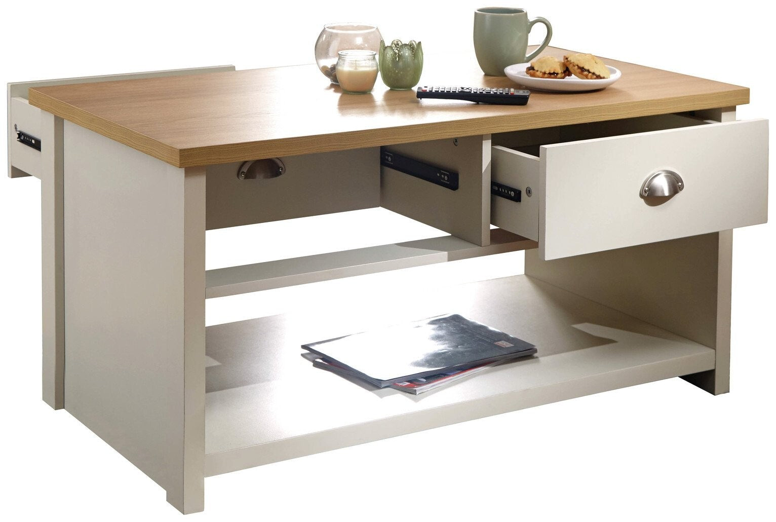 GFW Lancaster 2 Drawer Coffee Table - Cream ( B Grade 38138 )