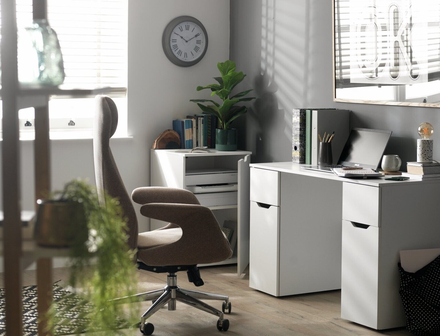 Habitat Pod Double Pedestal Desk - White | Home Office Desk with Storage Drawers