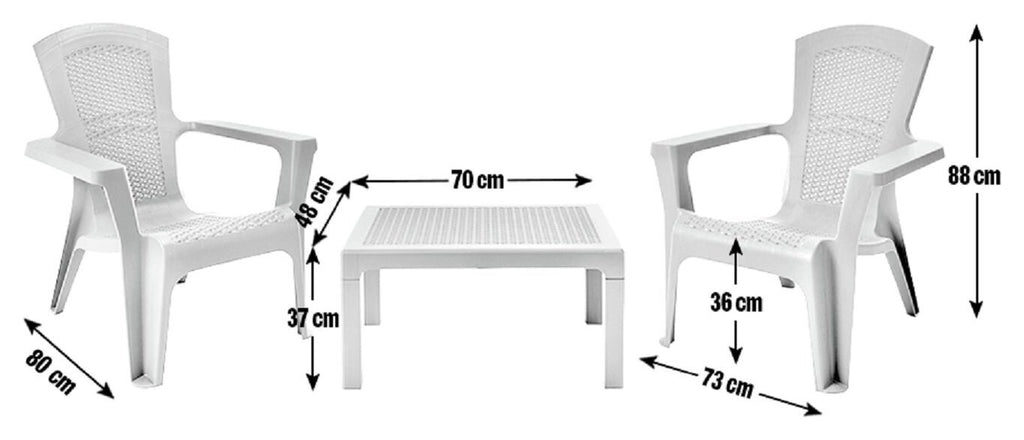 Home Baltimore 2 Seater Plastic Garden Bistro Set | Outdoor Patio Table Chairs