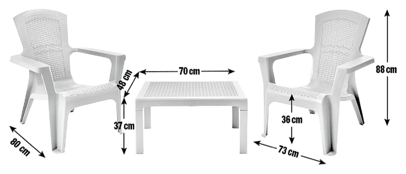 Home Baltimore 2 Seater Plastic Garden Bistro Set | Outdoor Patio Table Chairs