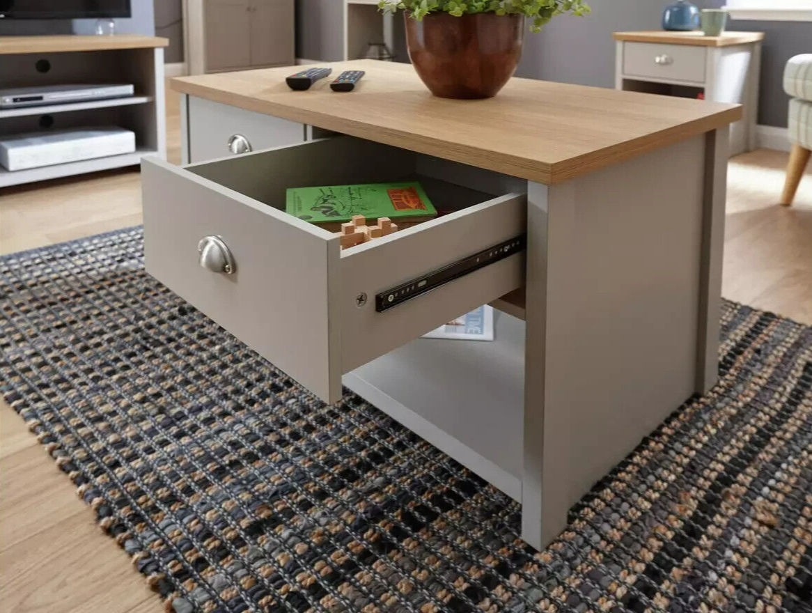 GFW Lancaster 2 Drawer Coffee Table - Grey
