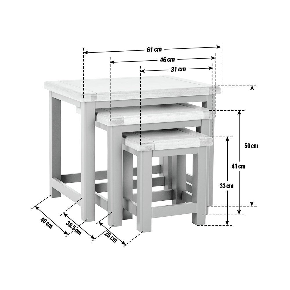 Kent Nest of 3 Tables - Grey & Oak