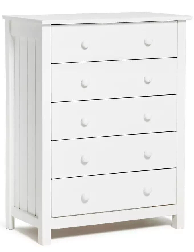 Scandinavia 5 Drawer Chest - White