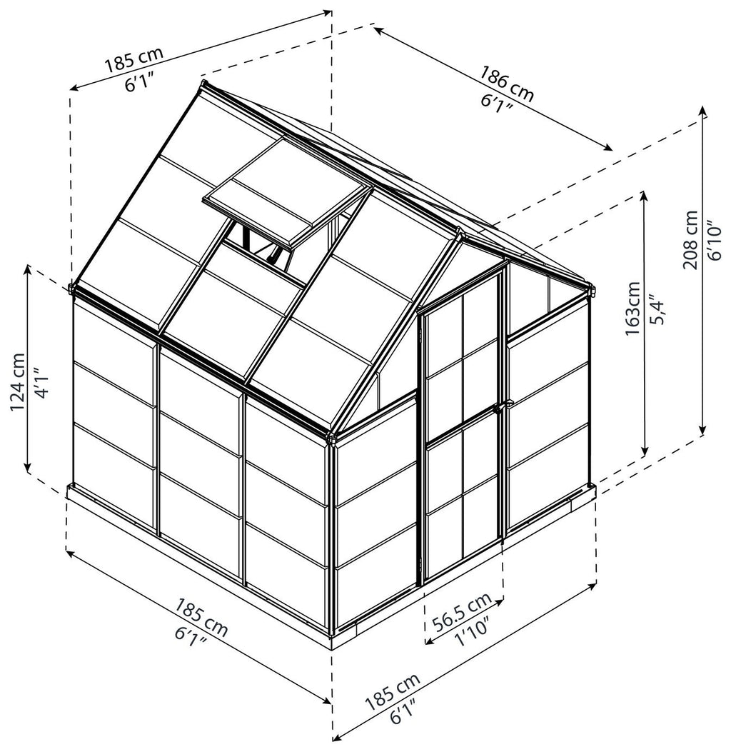 Palram - Canopia Harmony Silver Greenhouse - 6 x 6ft ( B Grade 34367 - 34375 )