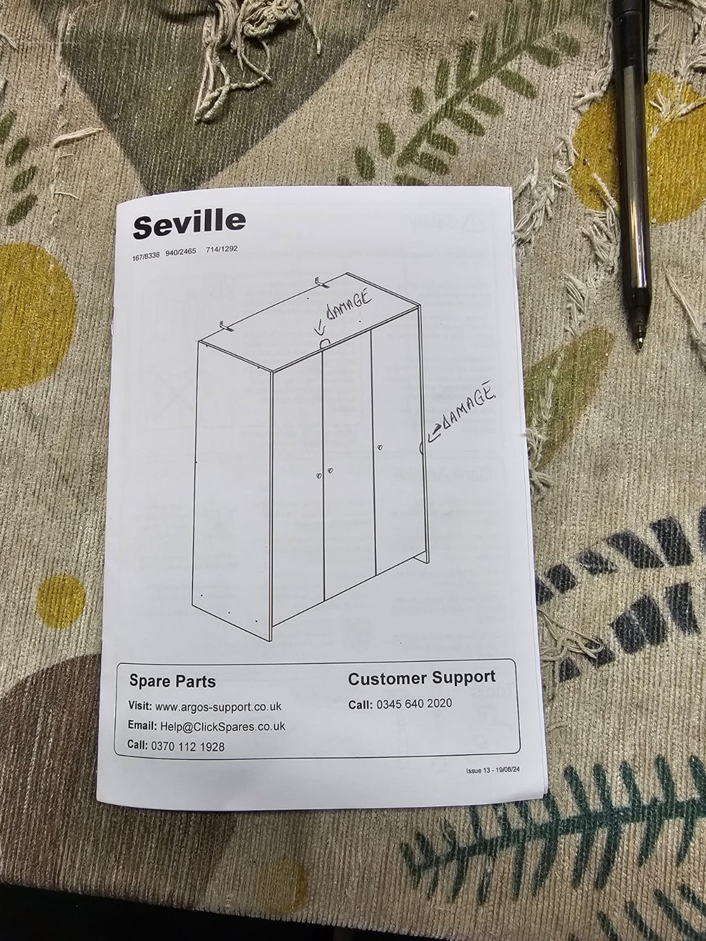Home Seville 3 Door Wardrobe - White ( B Grade )