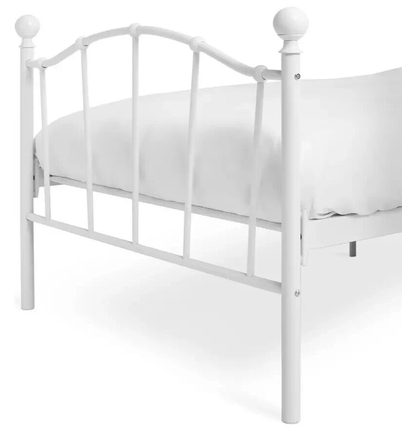Fleur Single Metal Bed Frame - White