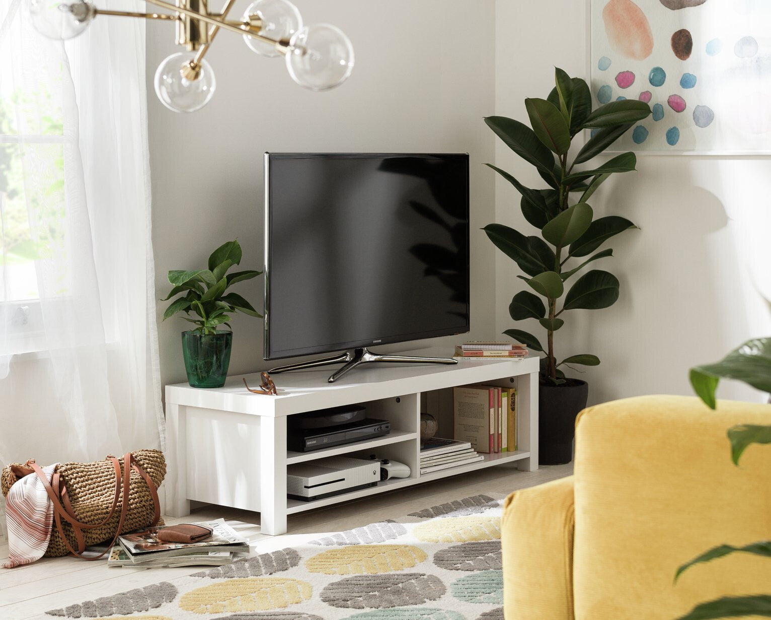 Habitat Charlie TV Unit - White | Modern Storage Cabinet Living Entertainment
