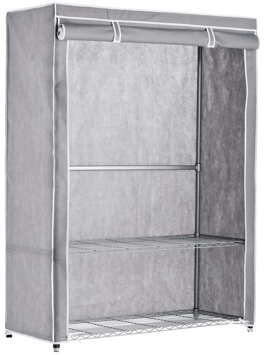 Home Double Heavy Duty Covered Rail - Grey | Clothes Garment Storage Rack Stand