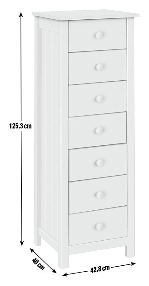 Scandinavia 7 Drawer Tallboy - White