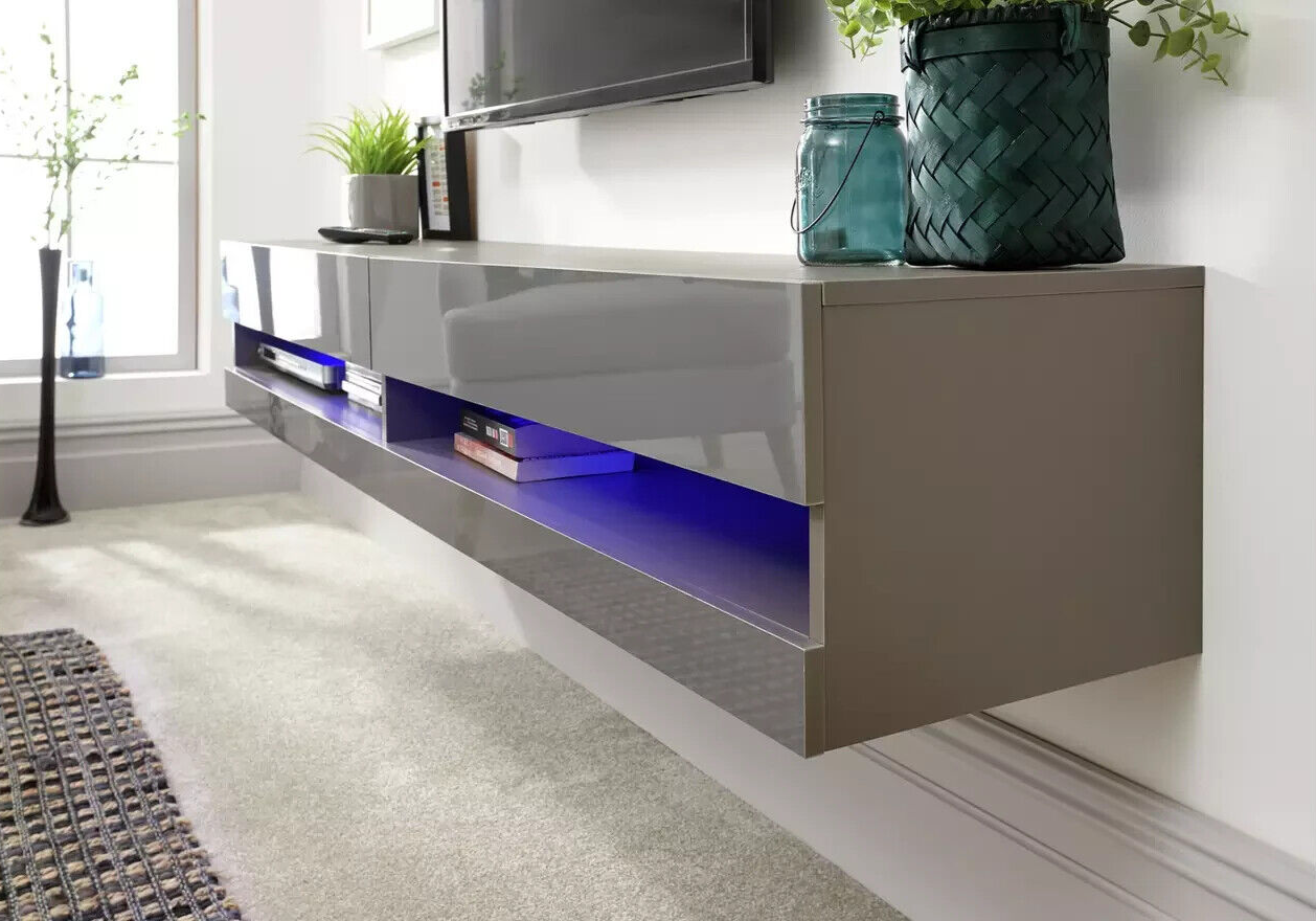 GFW Galicia 180cm LED Wall TV Unit - Grey
