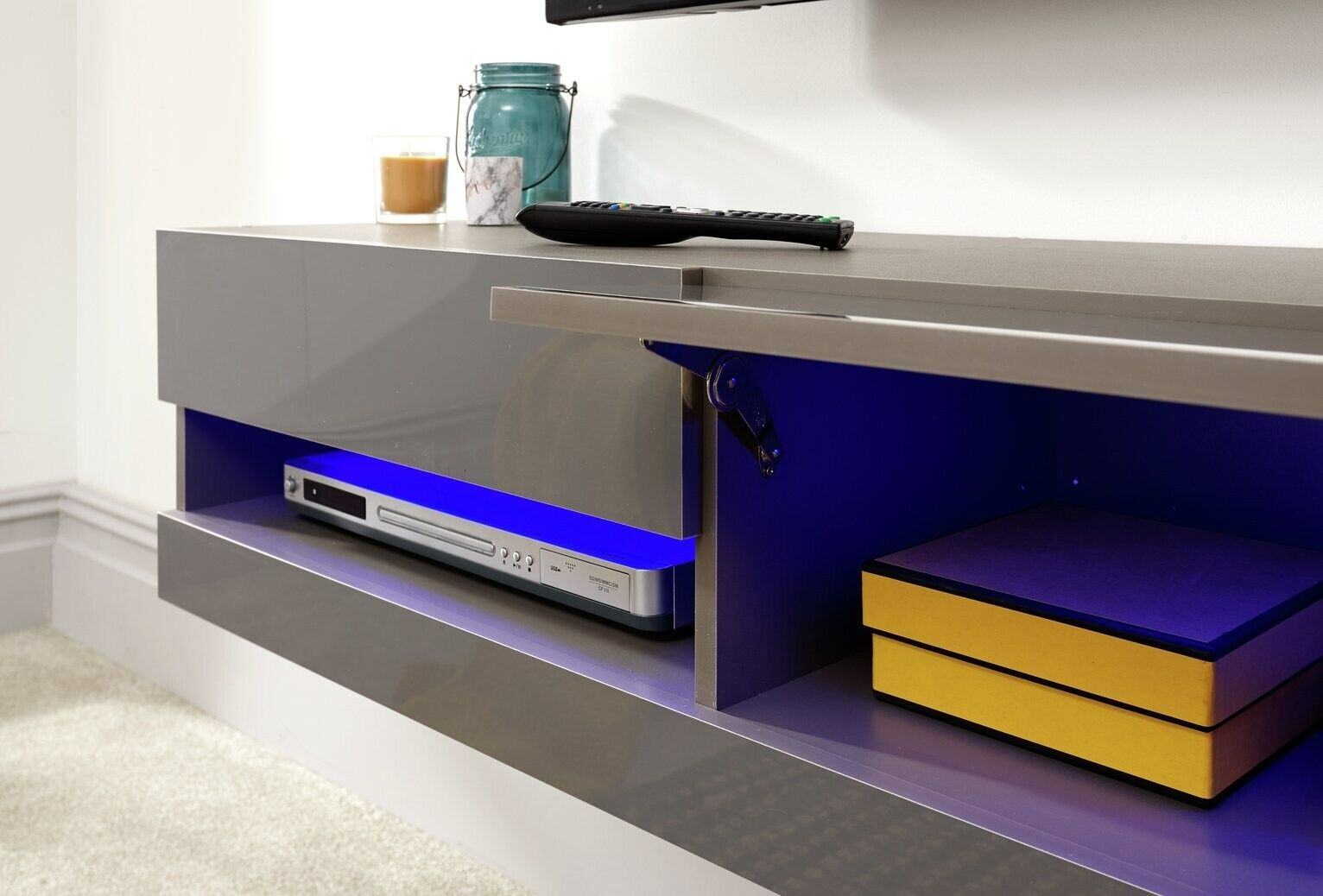 GFW Galicia 120cm LED Wall TV Unit - Grey