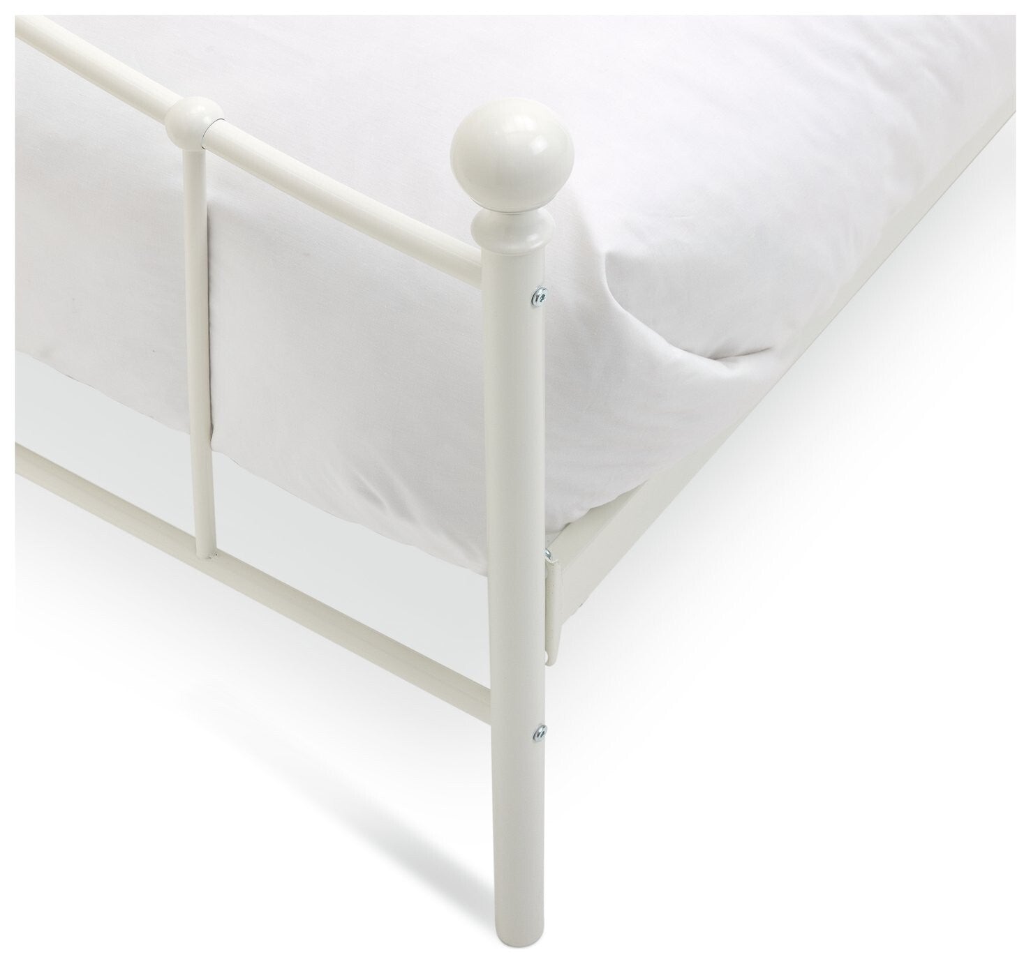 Home Fleur Double Metal Bed Frame White | Sturdy Bedroom Base with Headboard