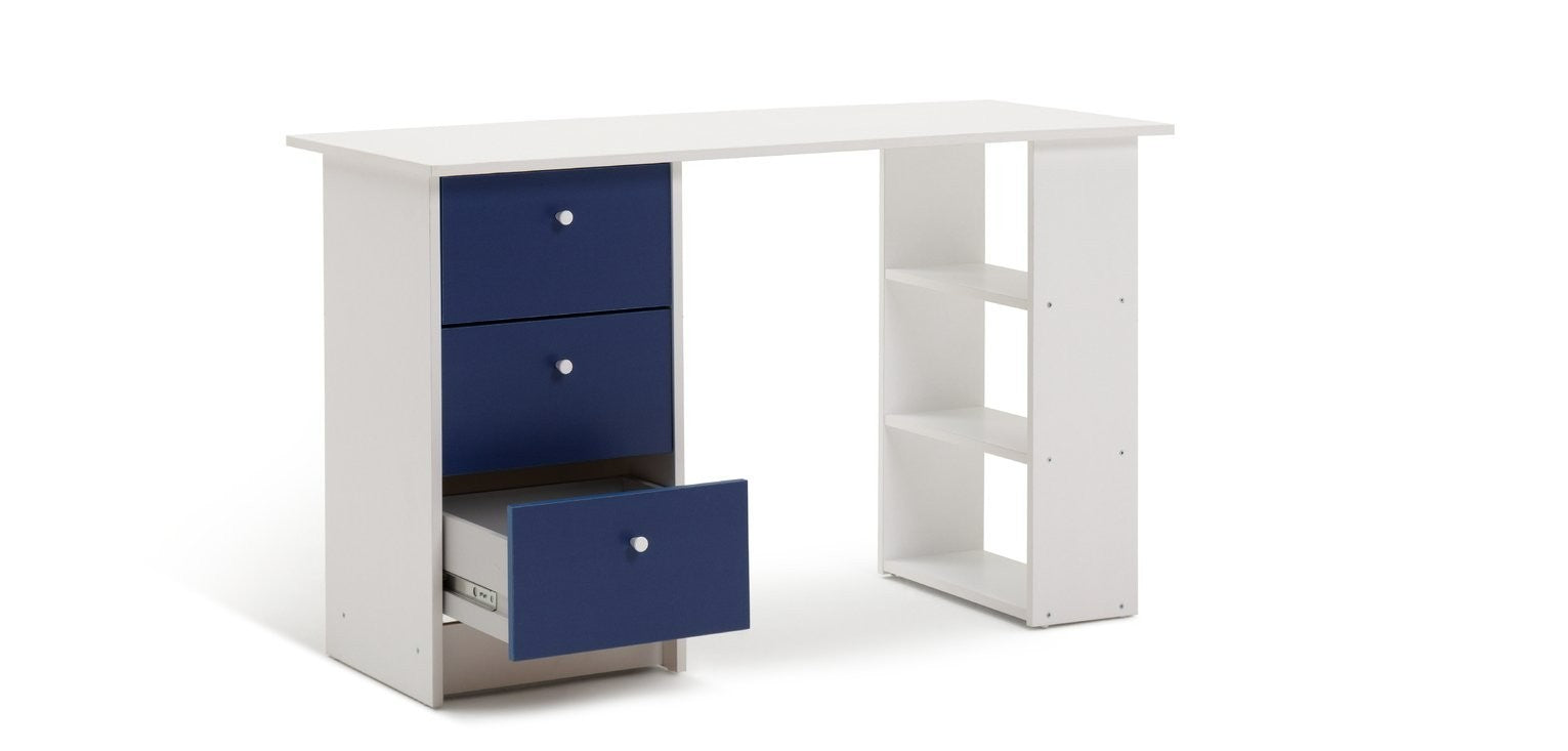 Home Kids Malibu 3 Drawers Desk - Blue & White | Kids desk with storage
