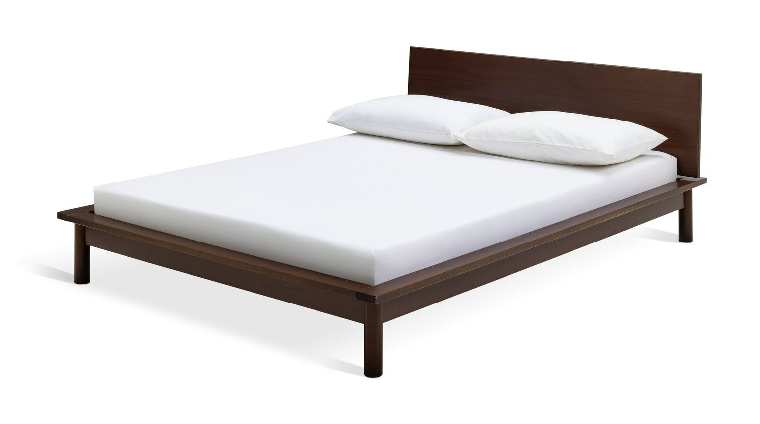 Akio Small Double Wooden Platform Bed Frame - Walnut | Small double platform bed