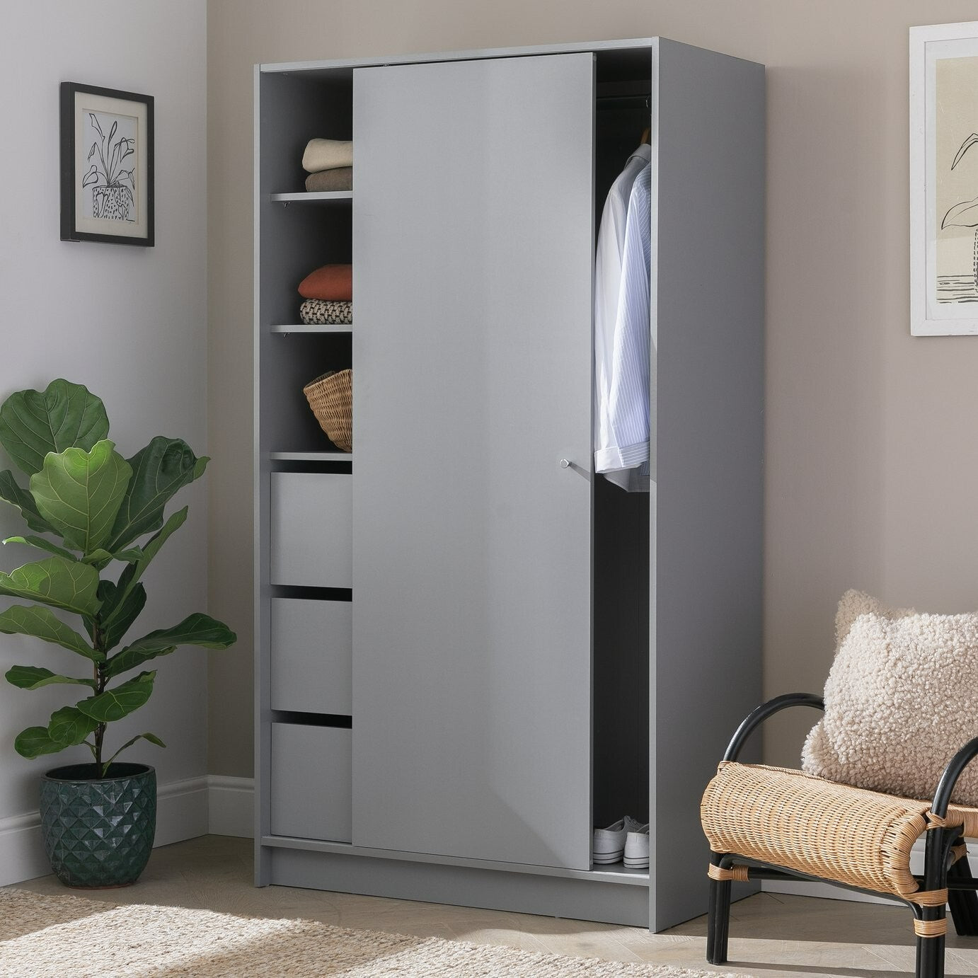Malibu 1 Door Sliding Wardrobe - Grey
