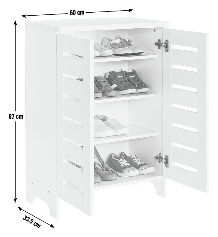 Slatted 2 Door Shoe Storage Cabinet - White ( B Grade 24988 )