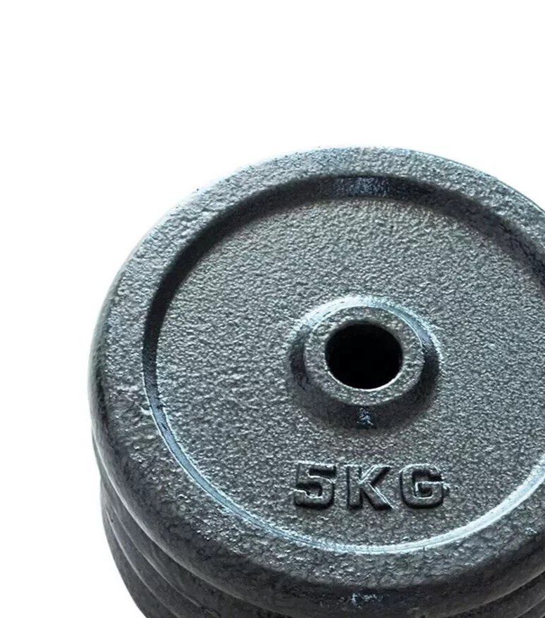 20kg Weight Plates Set For Dumbbells & Barbell 1 Inch (4 x 5kg) Cast Iron Discs